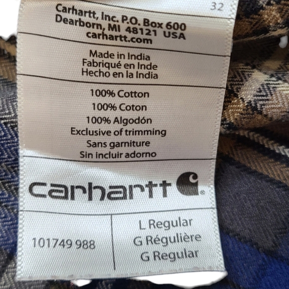 Carhartt Hubbard Heavyweight Orginal Fit Flannel Button-down Long Sleeve Shirt L - Picture 9 of 13